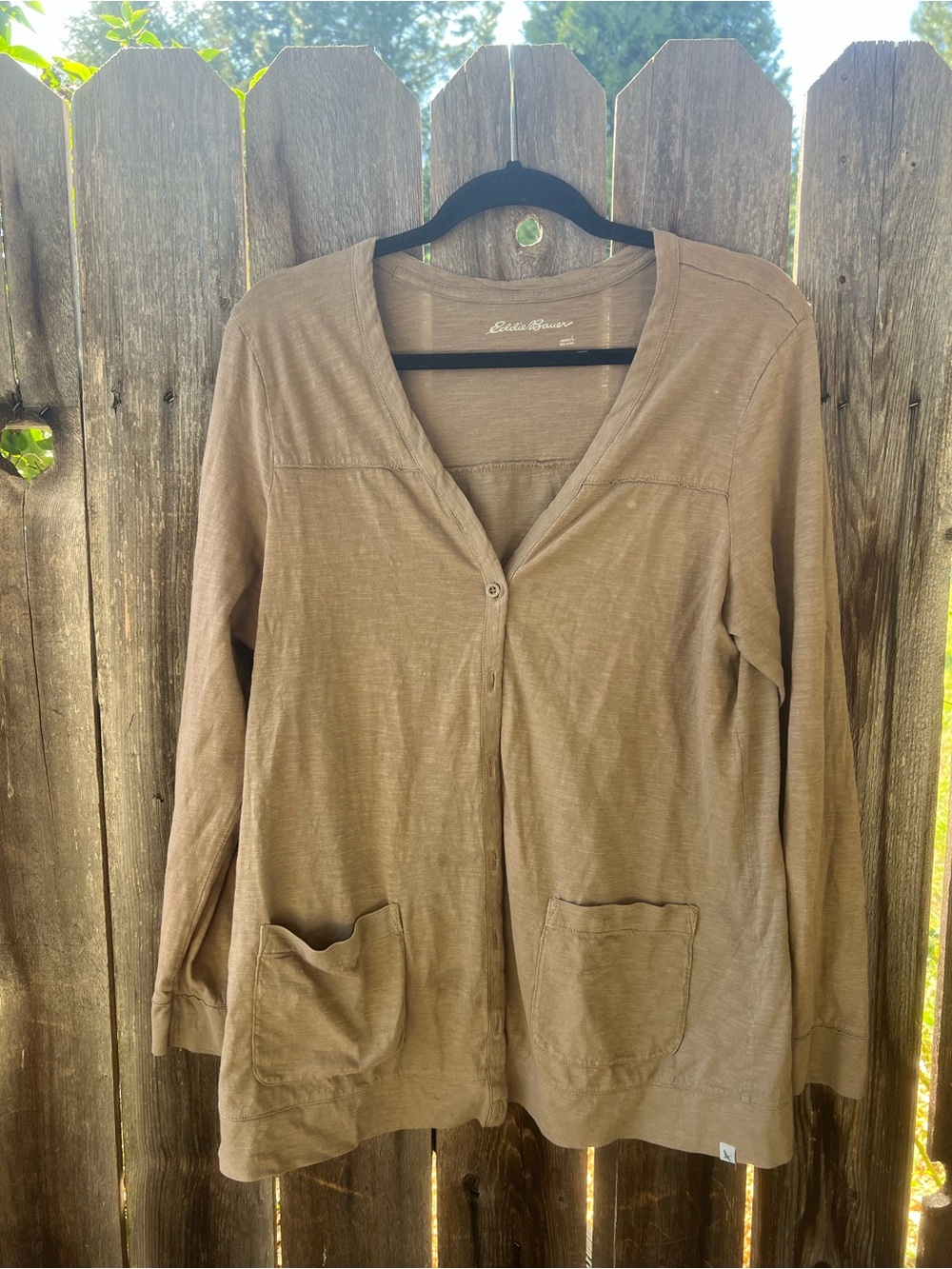 Eddie Bauer Women's Light Brown Button-Front Cardigan Jacket
